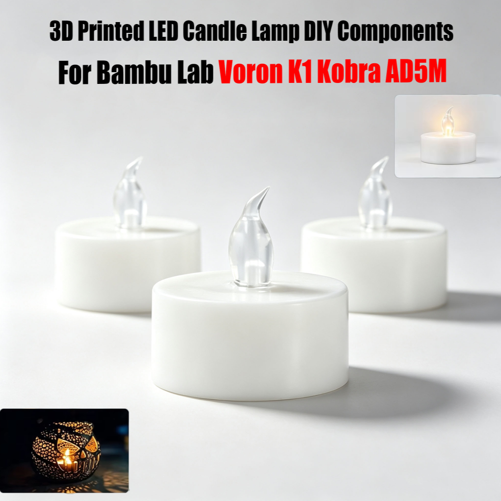 3D Printing Bambu Lab - 3D プリント LED キャンドルランプ DIY コンポーネント、装飾ライトモデルパーツフィット