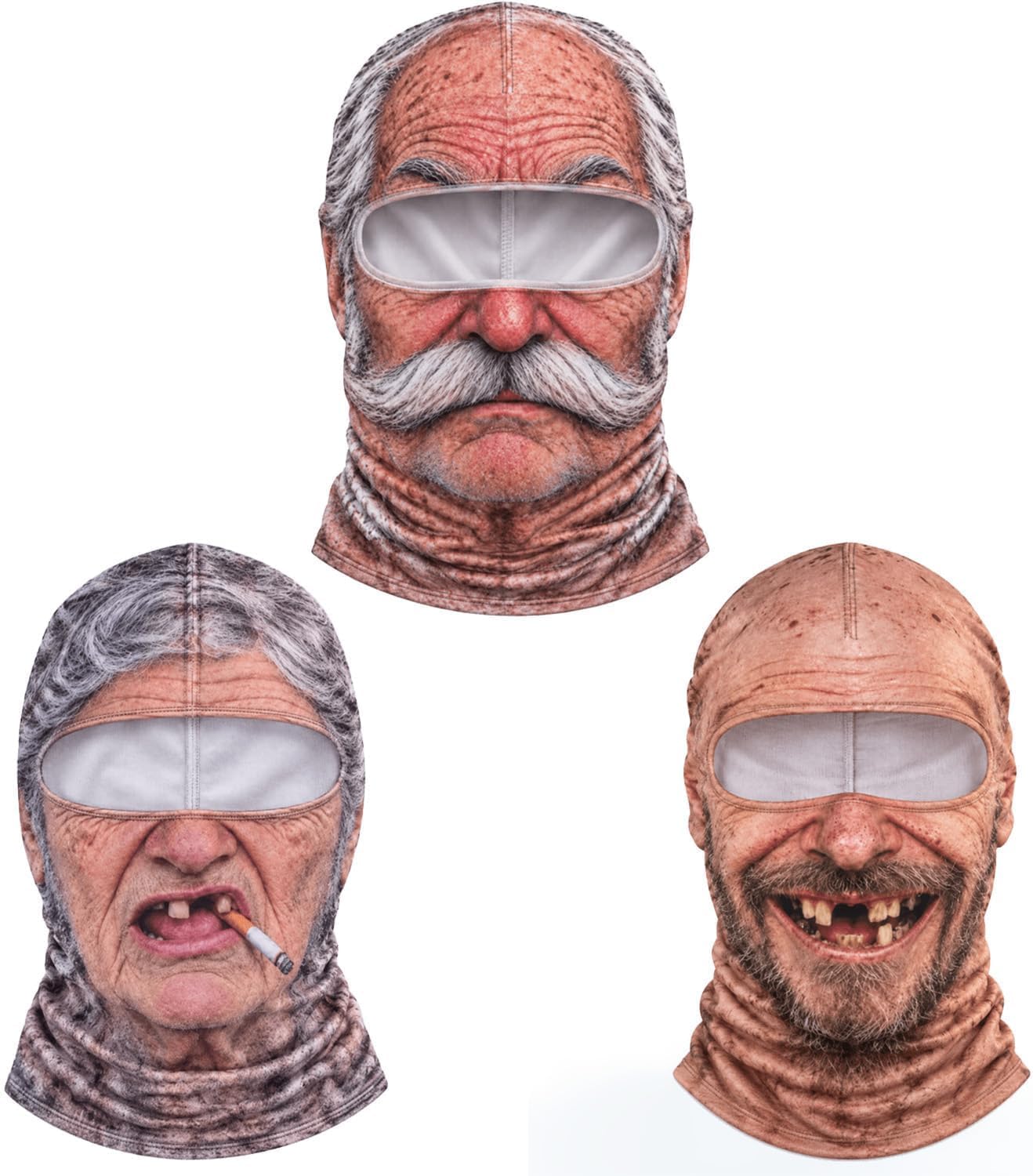 面白いおじいさんの冬用バラクラバ、3Dプリントでリアルな表情 - 3D Printing Mask のレビューと価格