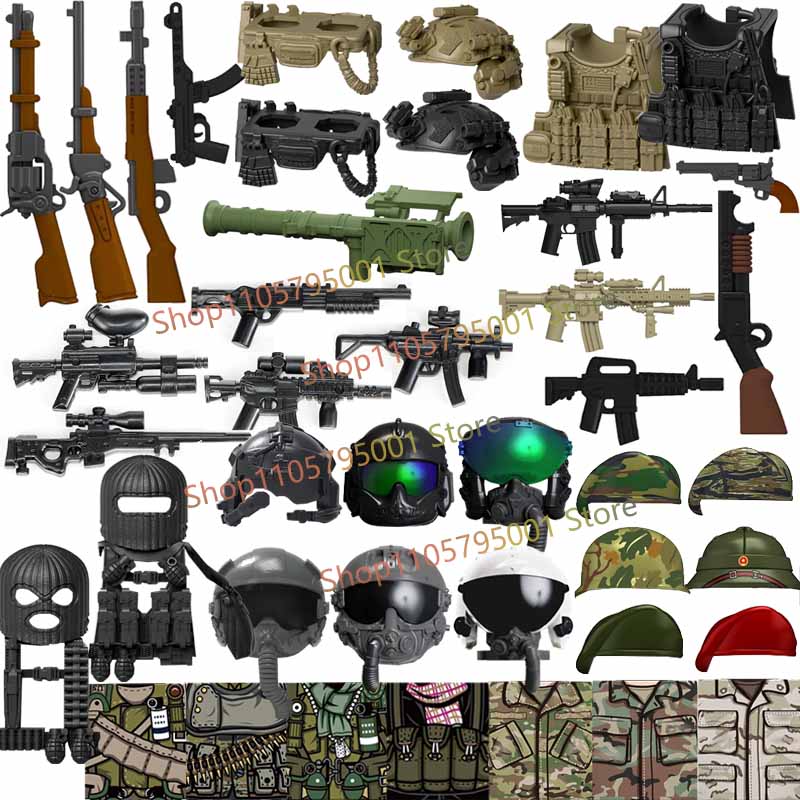 軍事用アメリカ兵フィギュア、組み立てブロック、機関銃、ヘルメ - 3D Printing Lego Bricks のレビューと価格